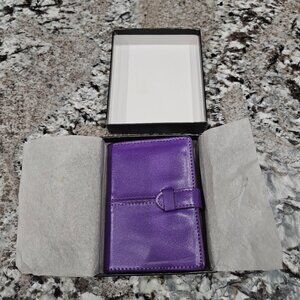 BRAND NEW JONES NEW YORK COLLECTION PURPLE LEATHER-COVERED MINI NOTEPAD WITH PEN